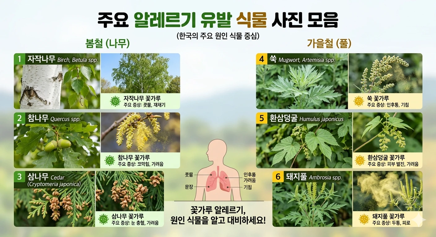 주요 알레르기 유발 식물 사진