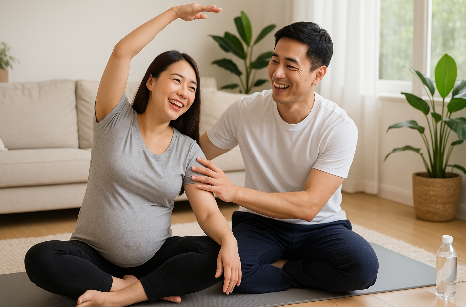 남편과-함께-운동하는-임산부