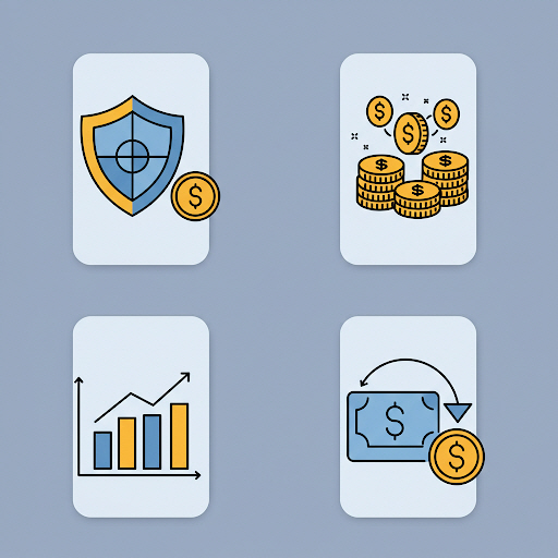 안정성, 정기 수입, 포트폴리오 균형, 원금 회수 아이콘