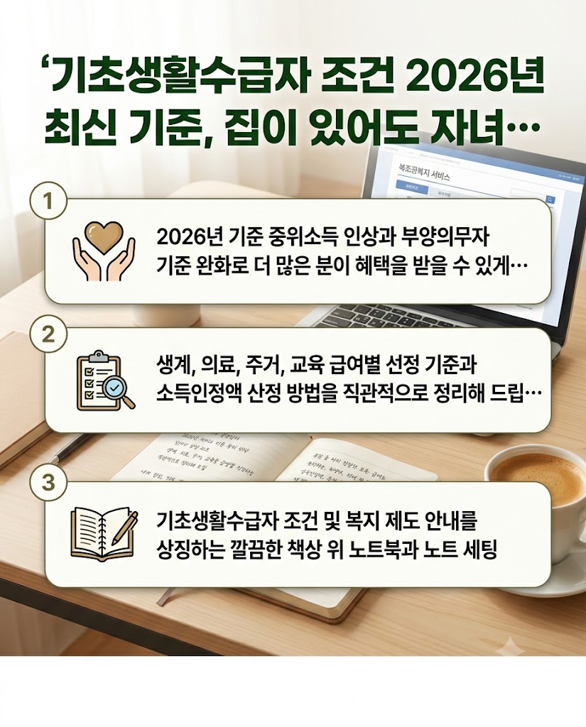 기초생활수급자 조건 2026년 최신 기준, 집이 있어도 자녀가 있어도 신청 가능한 이유