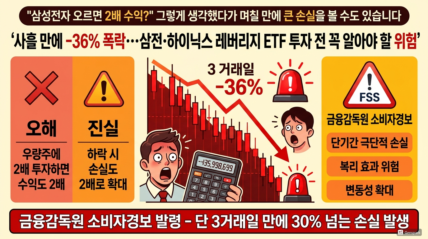 사흘 만에 -36% 폭락…삼전·하이닉스 레버리지 ETF 투자 전 꼭 알아야 할 위험