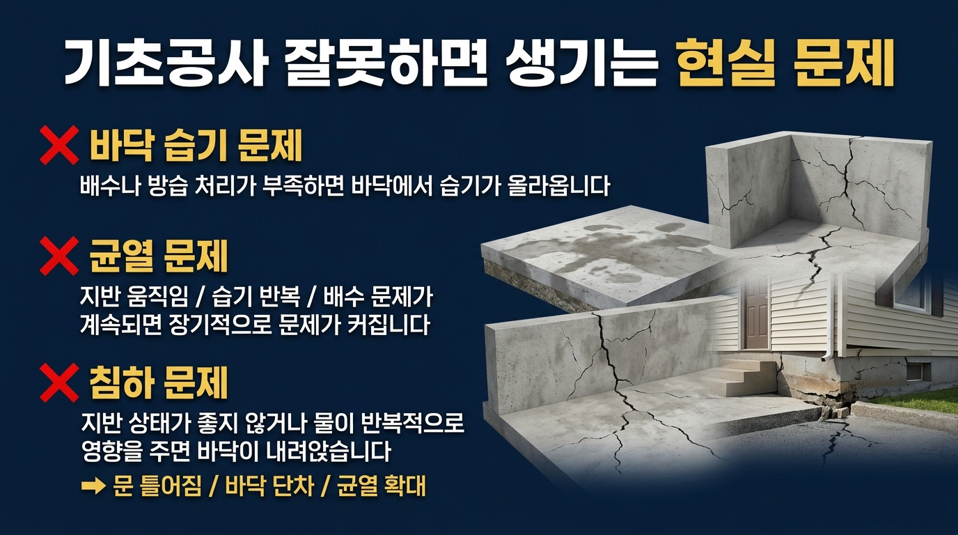 기초 공사 잘못하면 생기는 현실적 문제