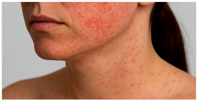 햇빛-알레르기가-올라온-여성의-얼굴과-목