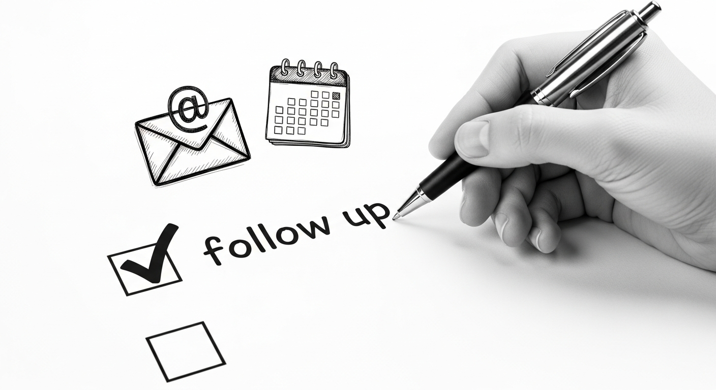 후속 조치 약속하는 손과 펜