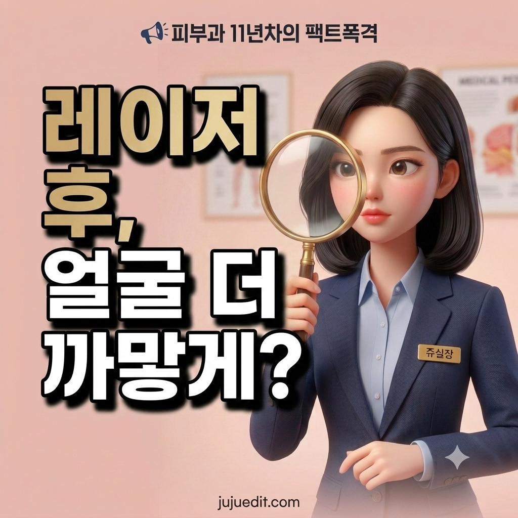 레이저 시술 후 얼굴이 더 까맣게 변하는 이유와 색소침착 예방법을 설명하는 쥬실장의 피부과 정보 썸네일