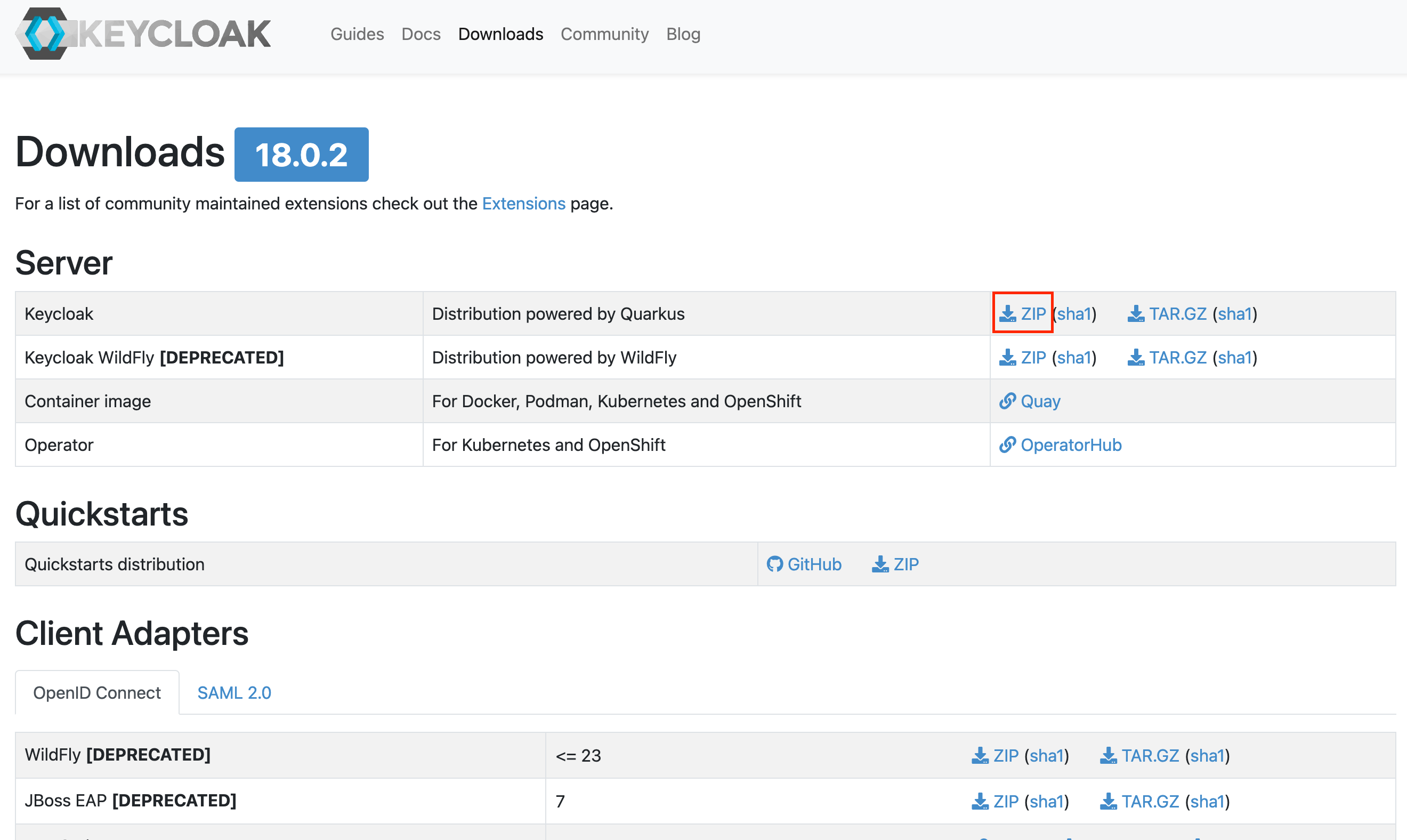 Keycloak 다운로드