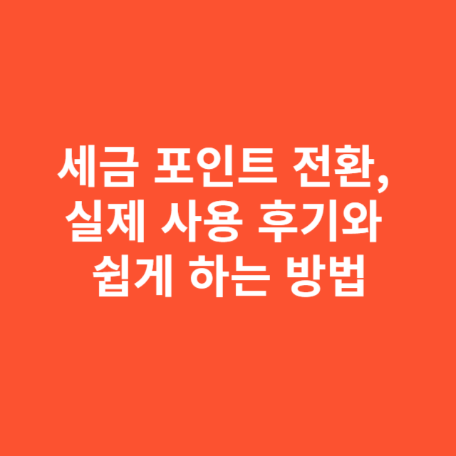 세금 포인트 전환, 실제 사용 후기와 쉽게 하는 방법