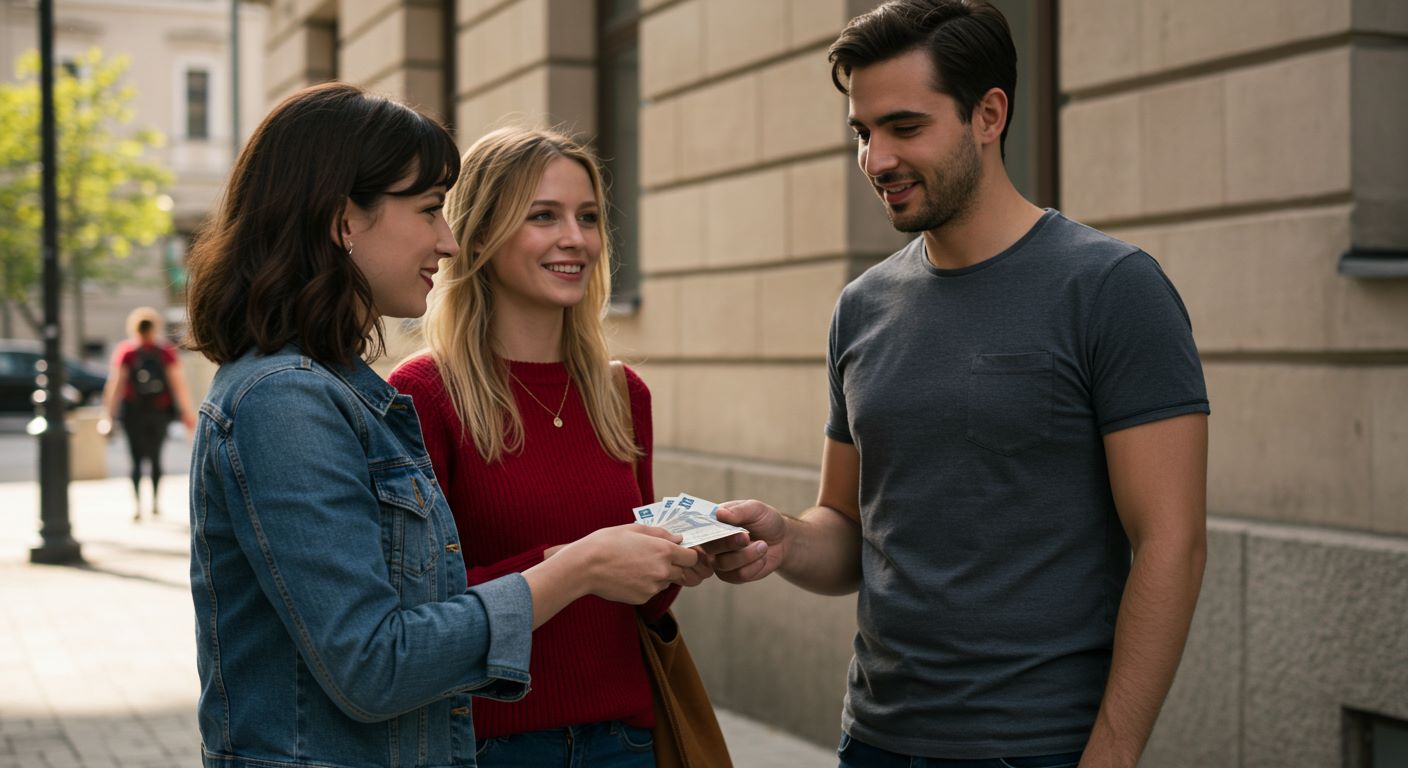 대신 돈을 지급해주는 모습