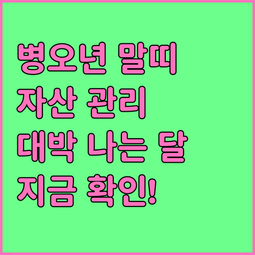 병오년 말띠 자산 관리 방법과 대박 ..