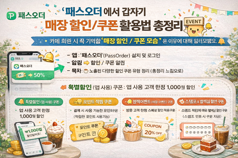 패스오더 카페 할인 알림 온 이유? 매장 이벤트 쿠폰 100% 활용법