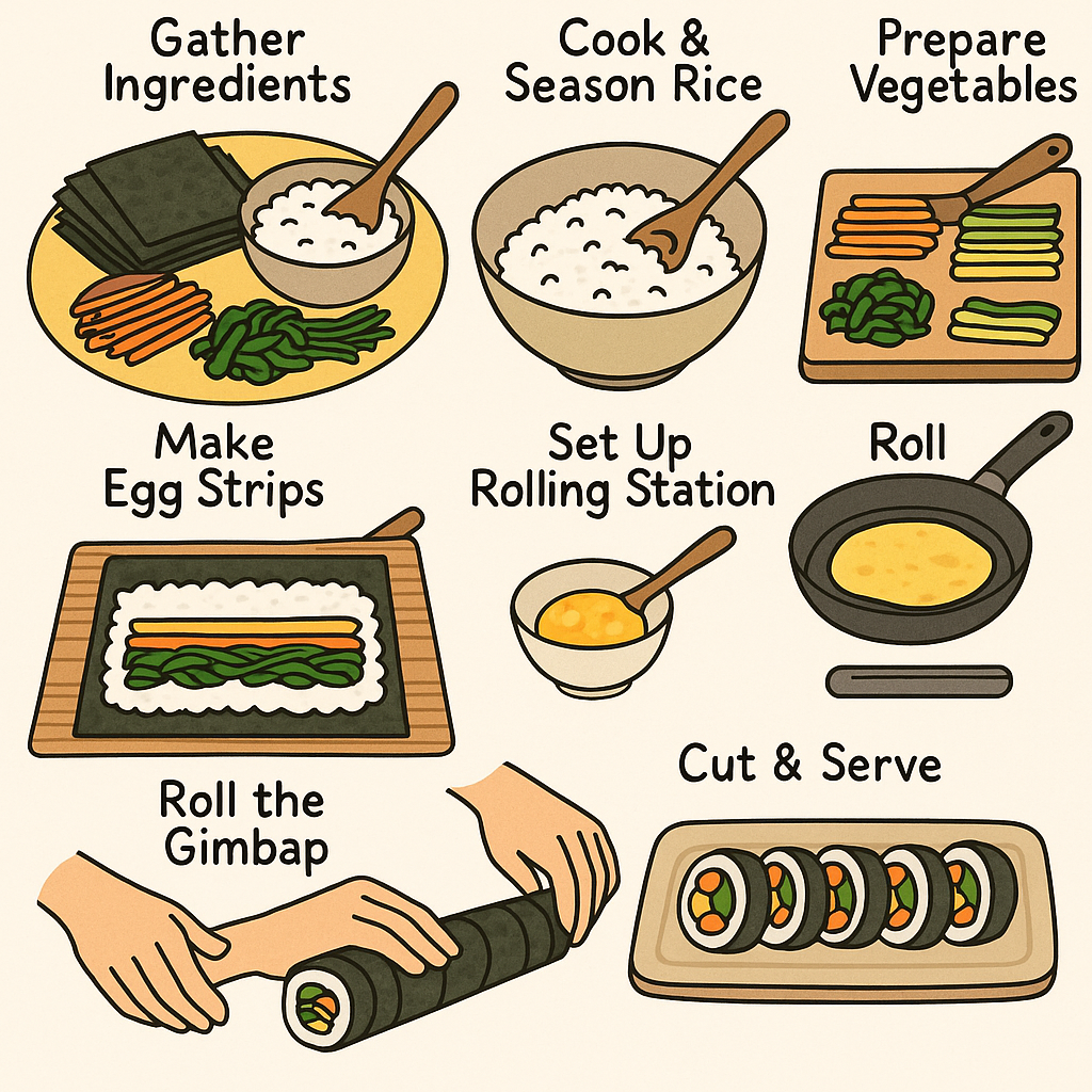 How to Make Korean Vegetable Gimbap in 7 Easy Steps