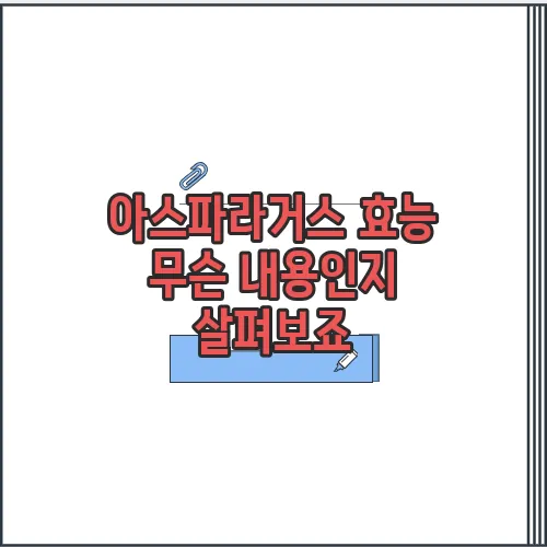 아스파라거스 효능 무슨 내용인지 살펴보죠