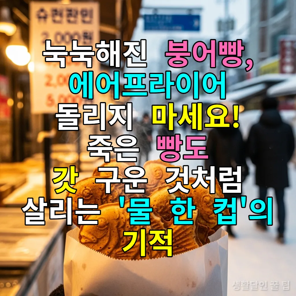 겨울철 한국 길거리 간식 붕어빵이 김이 모락모락 나는 종이 봉투에 담겨 있는 모습