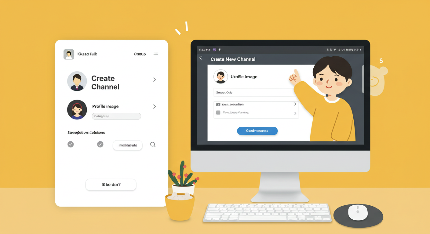 카카오톡 채널을 개설하고 기본 정보를 설정하는 장면