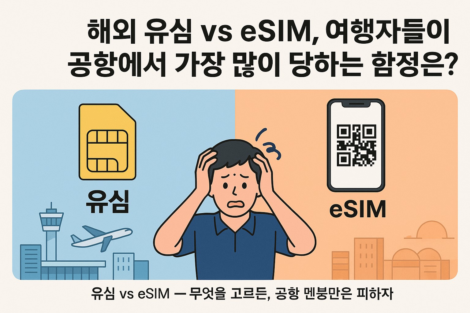 해외 유심과 eSIM 비교 인포그래픽 대표 이미지