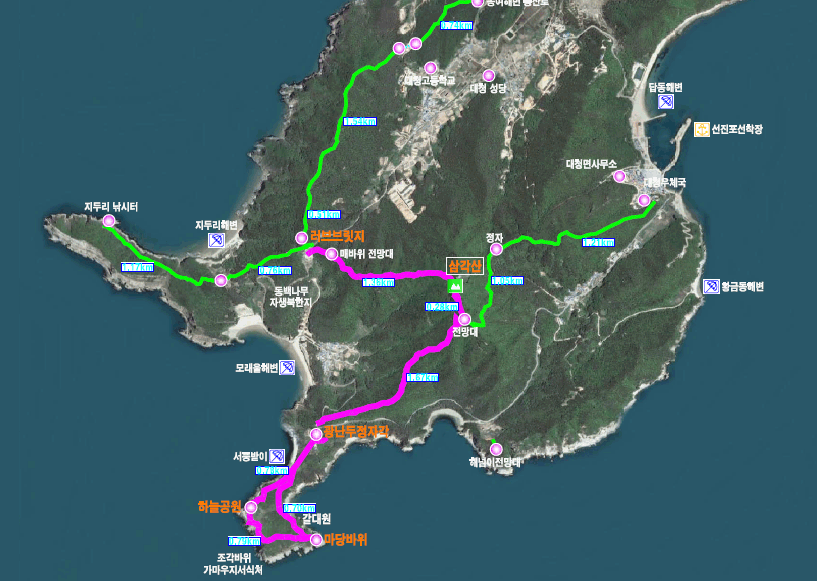 대청도 삼서길 코스 지도