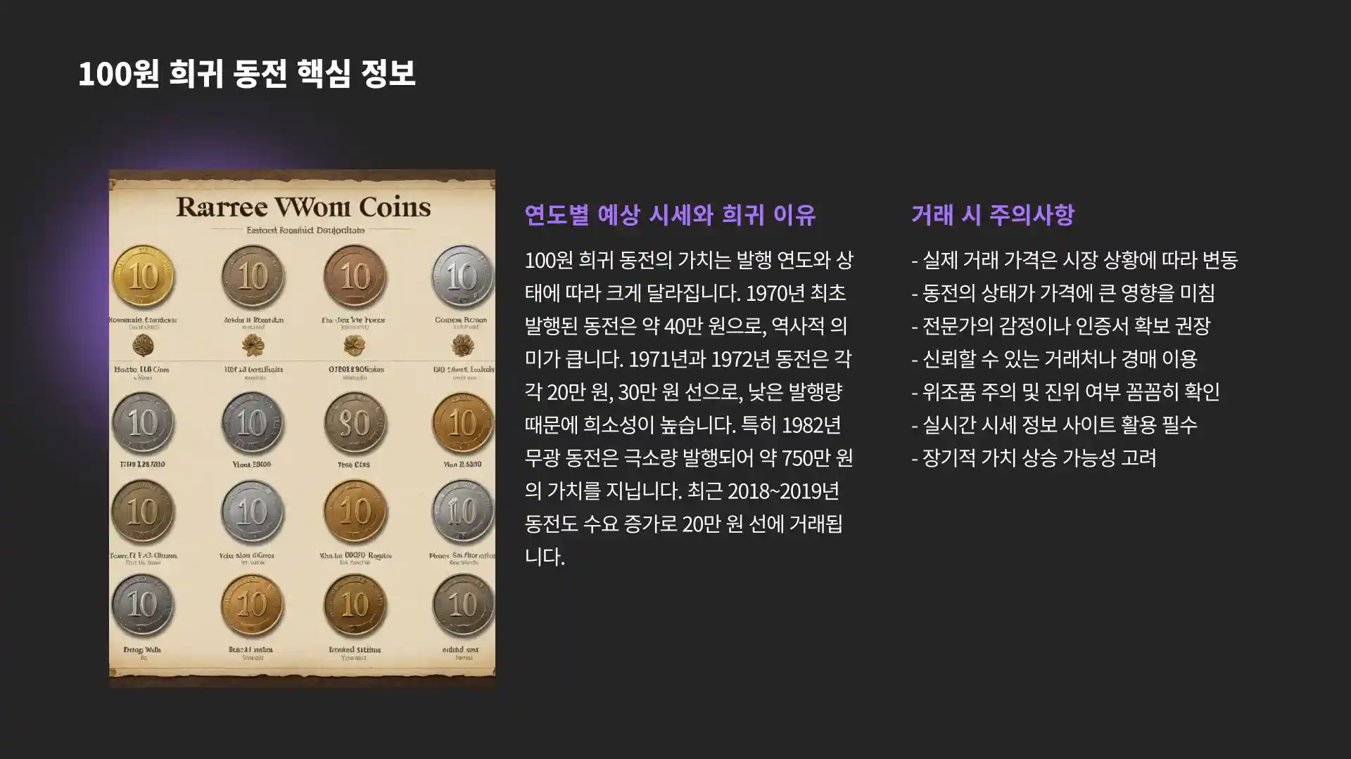 100원 희귀동전 년도