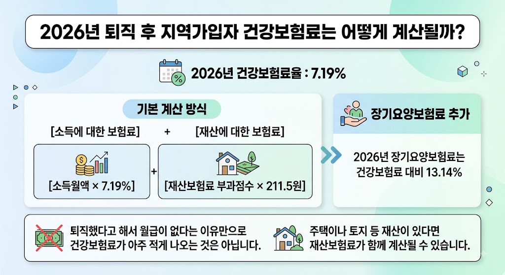 2026 퇴직 후 건강보험료 얼마나 나올까?｜지역가입자&middot;임의계속가입&middot;피부양자 조건