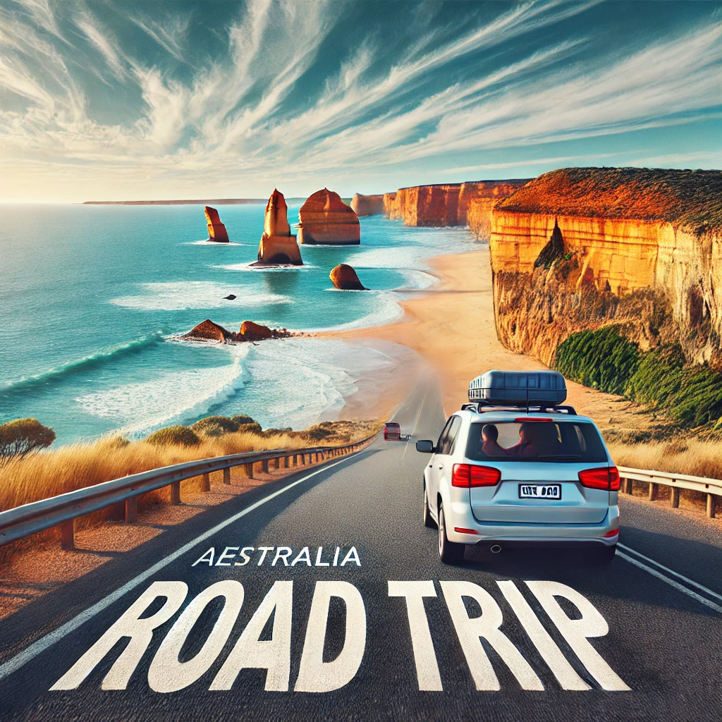 렌터카를 타고 호주를 달리는 모습