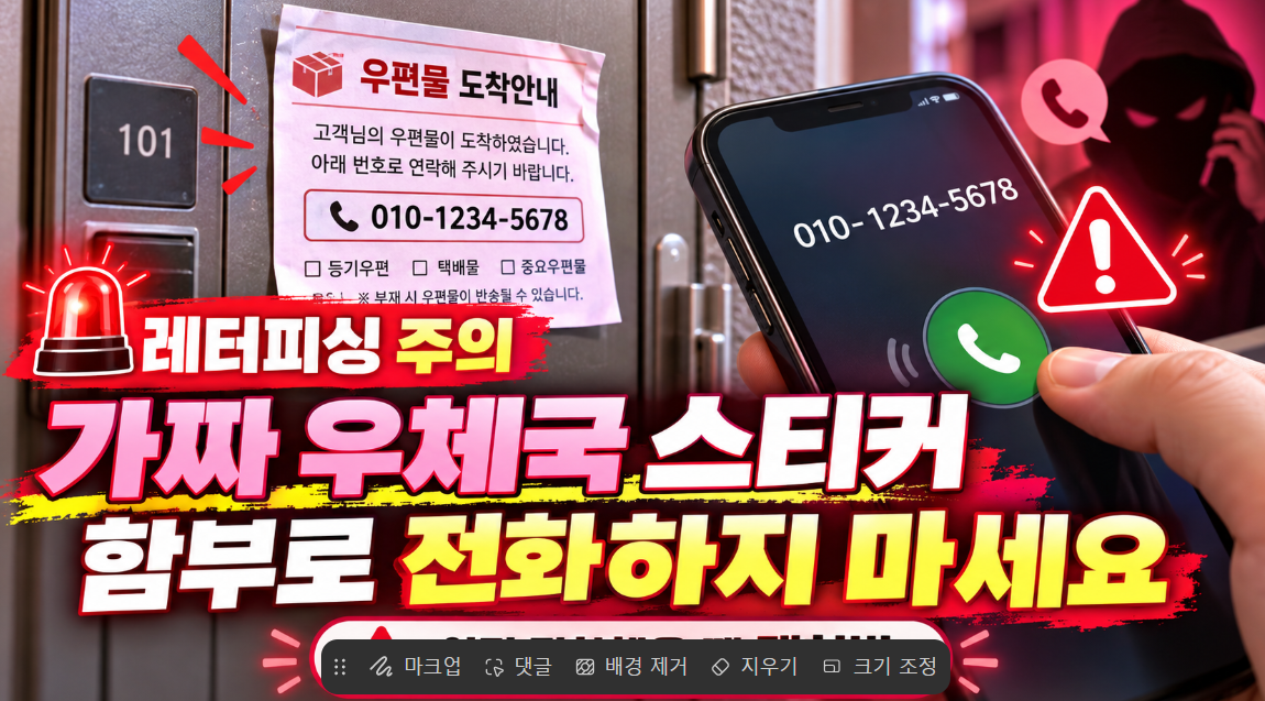 집 앞 &lsquo;우편물 도착안내서&rsquo; 함부로 전화하지 마세요｜레터피싱 가짜 우체국 스티커 구별법&middot;이미 전화했을 때 대처법