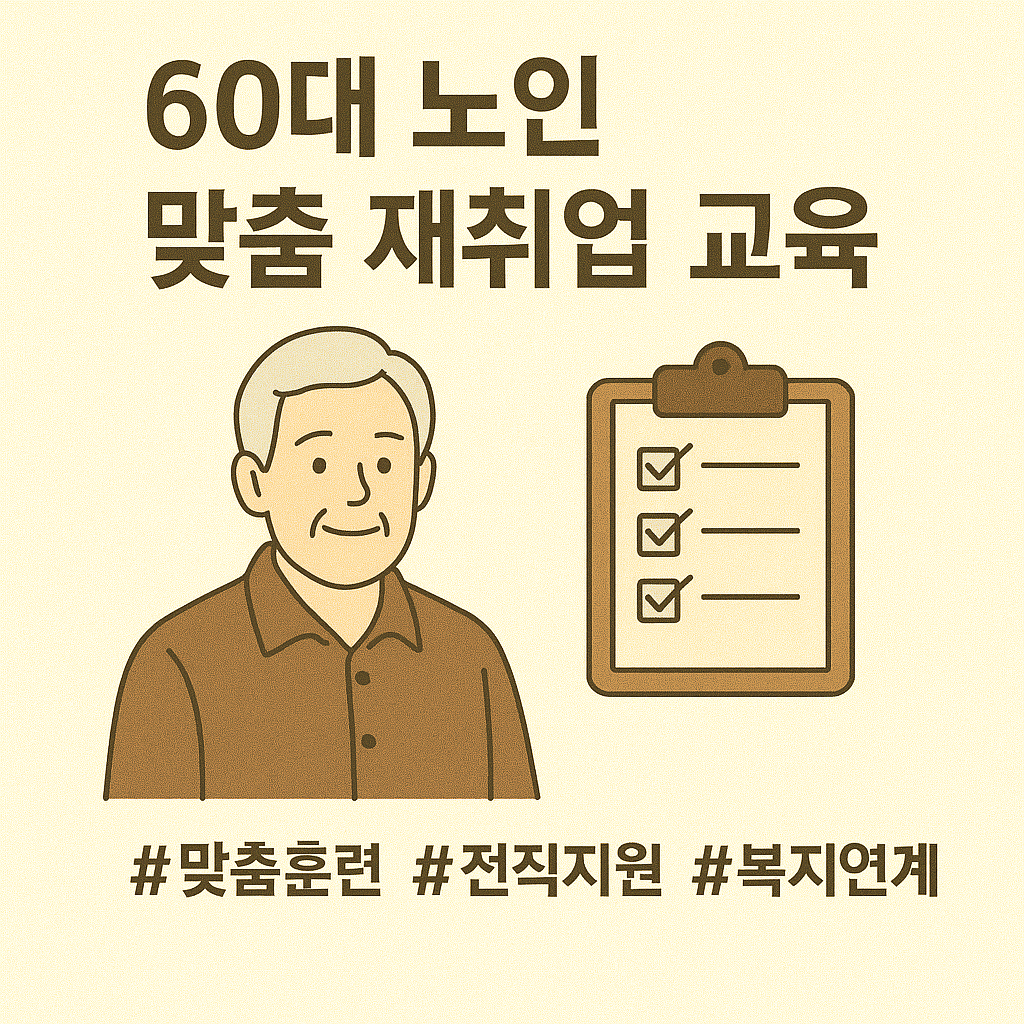 60대 노인 맞춤 재취업 교육 (맞춤훈련, 전직지원, 복지연계) 관련 사진