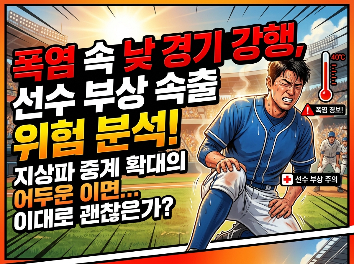 지상파 방송 3사의 프로야구 주말 낮 생중계 편성 확대에 따른 혹서기 관람객 온열질환 위험 및 선수단 부상 리스크 기후 변화 대응 칼럼