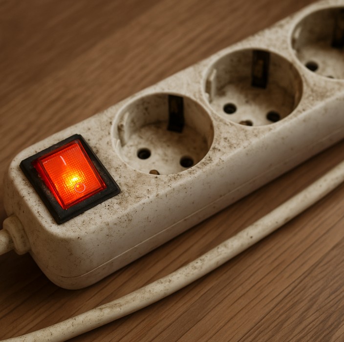 낡고 오래된 멀티탭의 모습