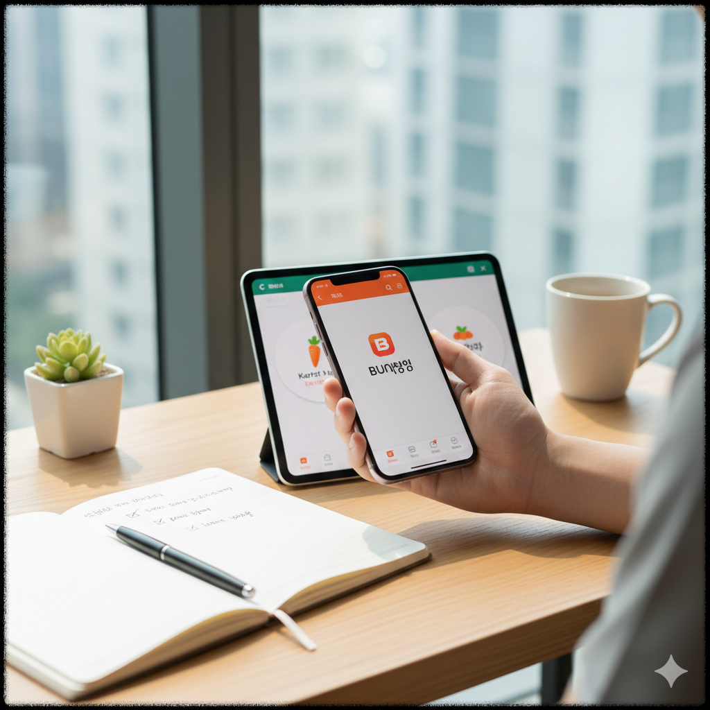중고거래 플랫폼을 비교하고 선택하는 모습