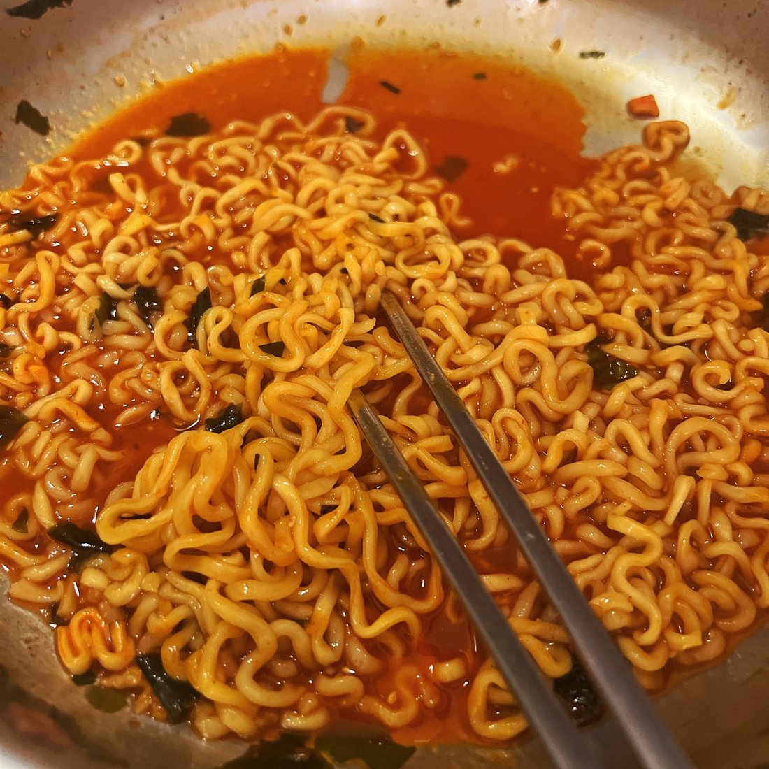 Bulguri noodles in a pan, from Jung Kook's original Weverse recipe post