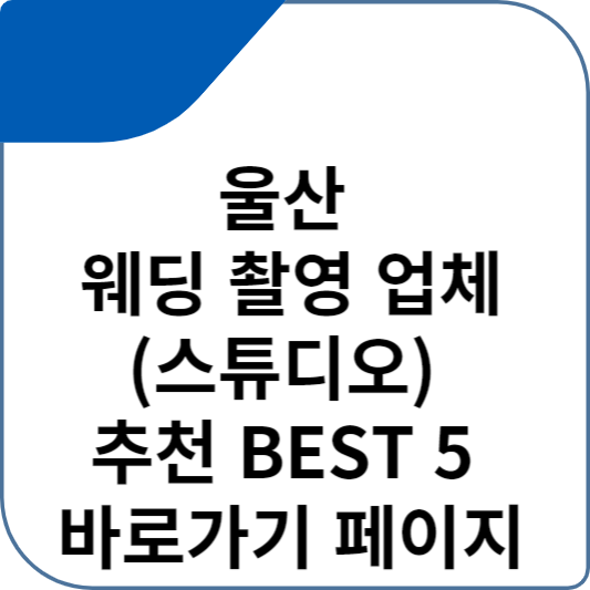울산 웨딩 촬영 업체(스튜디오) 추천 BEST 5 바로가기 페이지