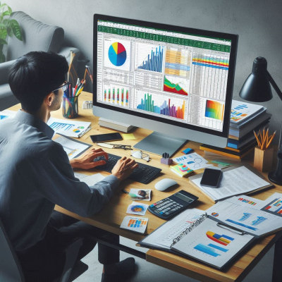 데이터 분석을 위한 여러 차트와 그래프를 다루고 있는 작업 화면.