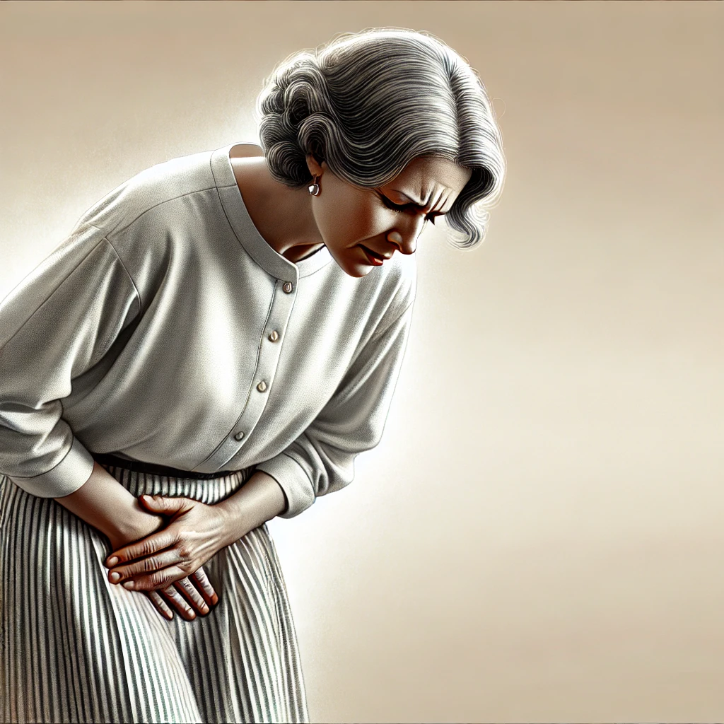 요실금으로 불편한 여성의 이미지