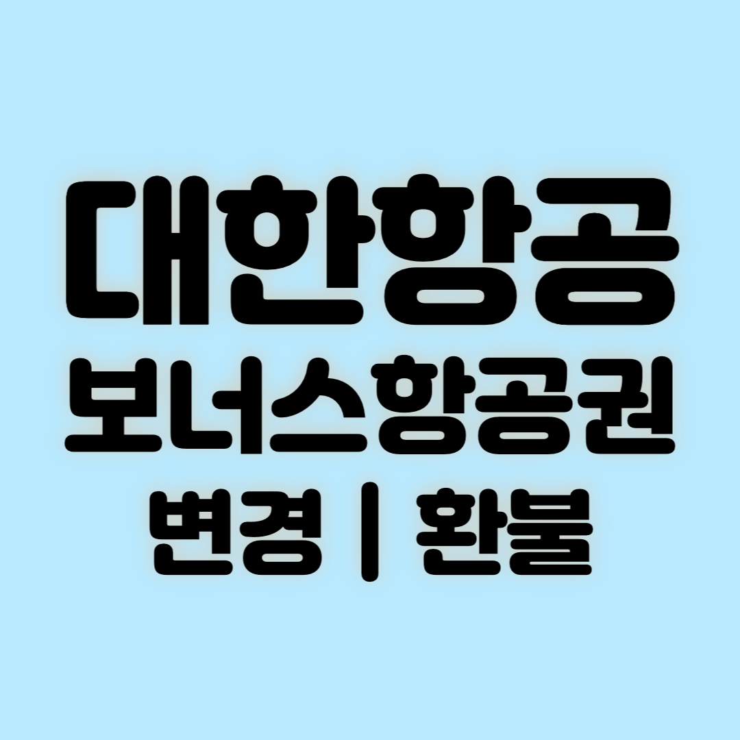 대한항공 보너스항공권 변경 환불