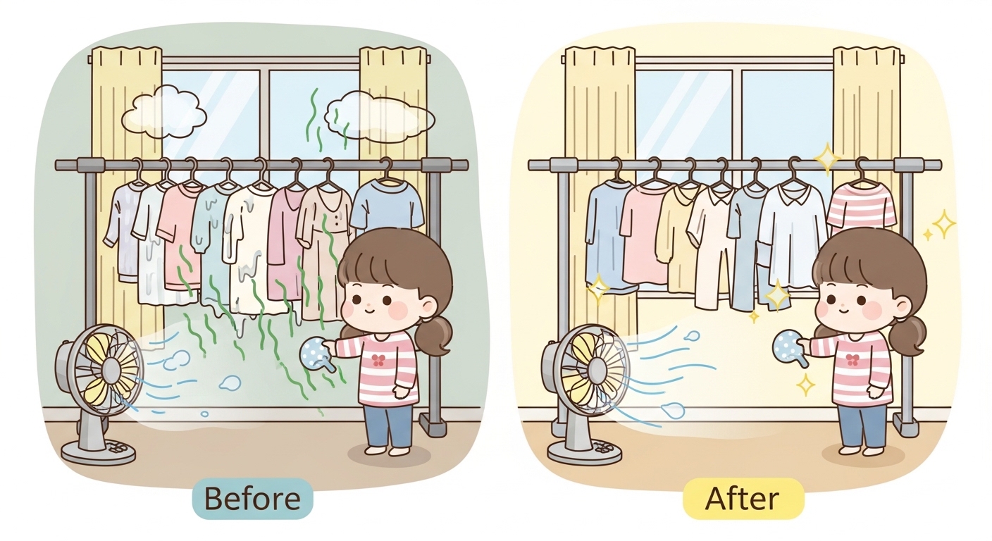 옷 꿉꿉한 냄새 (세탁 방법, 건조 환경, 습기 관리)