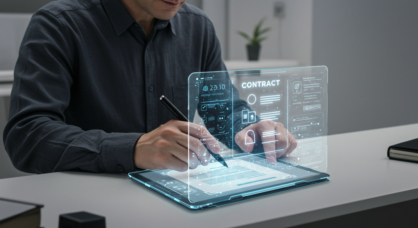 스마트폰 약정 계약서를 서명하는 모습의 일러스트