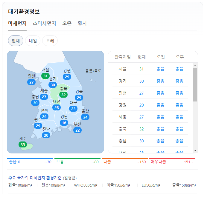 네이버 미세먼지 검색