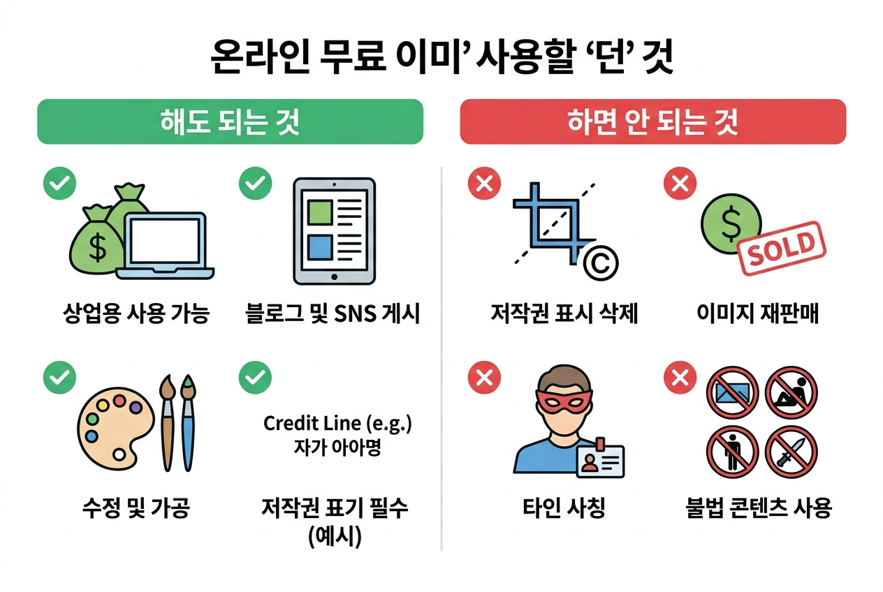 무료 이미지 올바른 사용법과 주의사항 인포그래픽