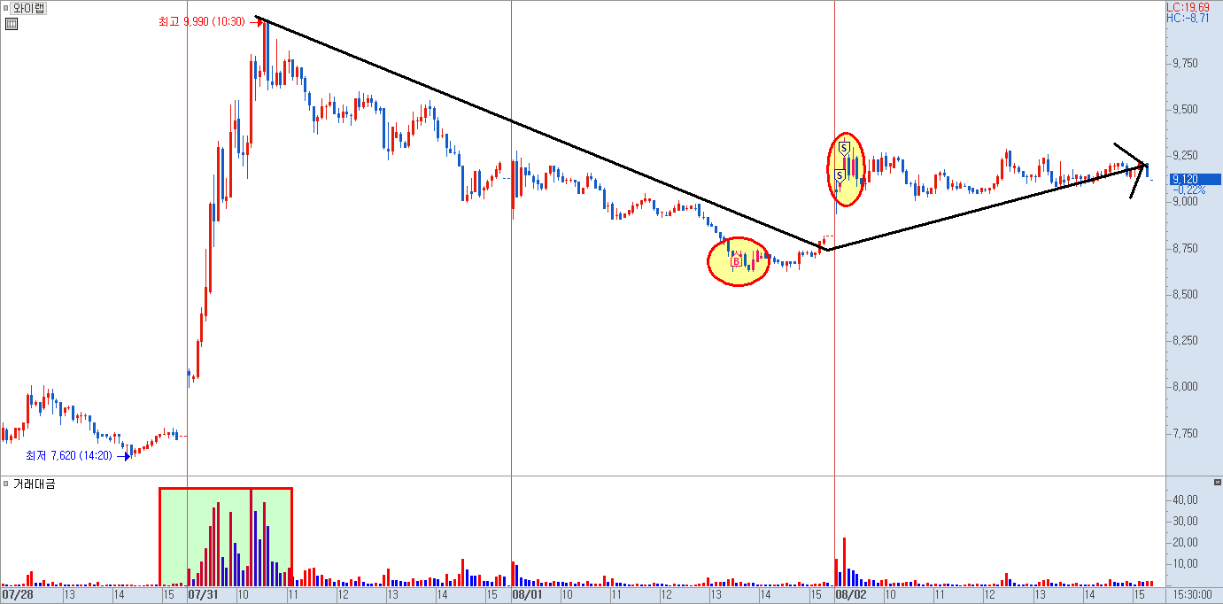 와이랩 분봉 차트 2)
