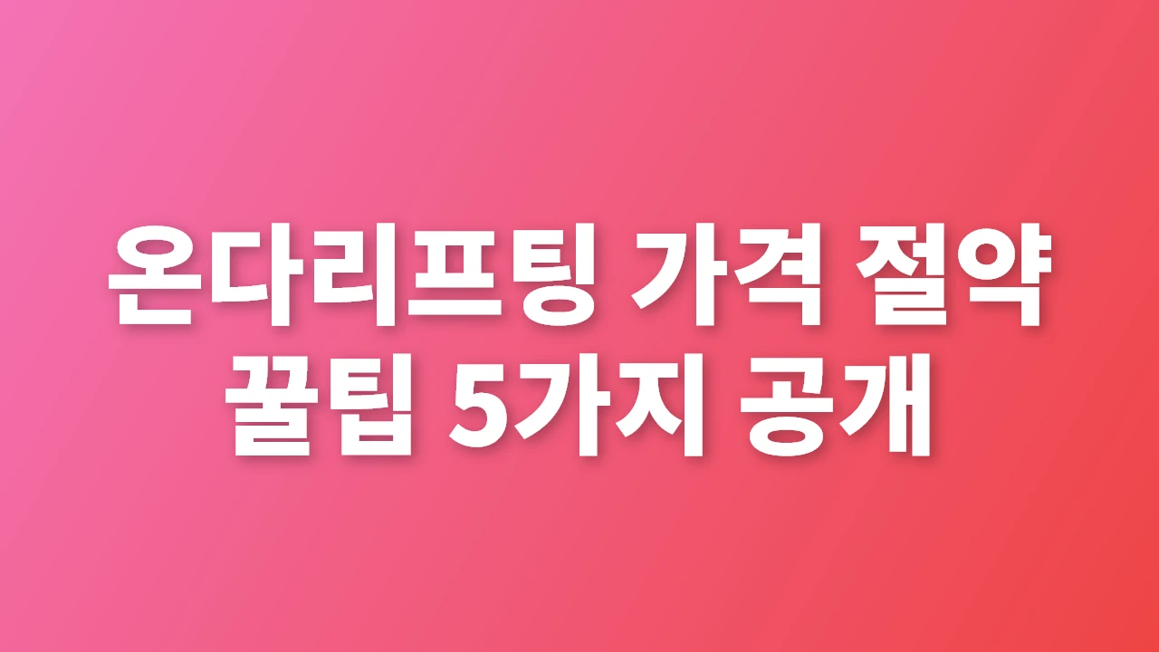 온다리프팅 가격 절약과 비용 구조 분석