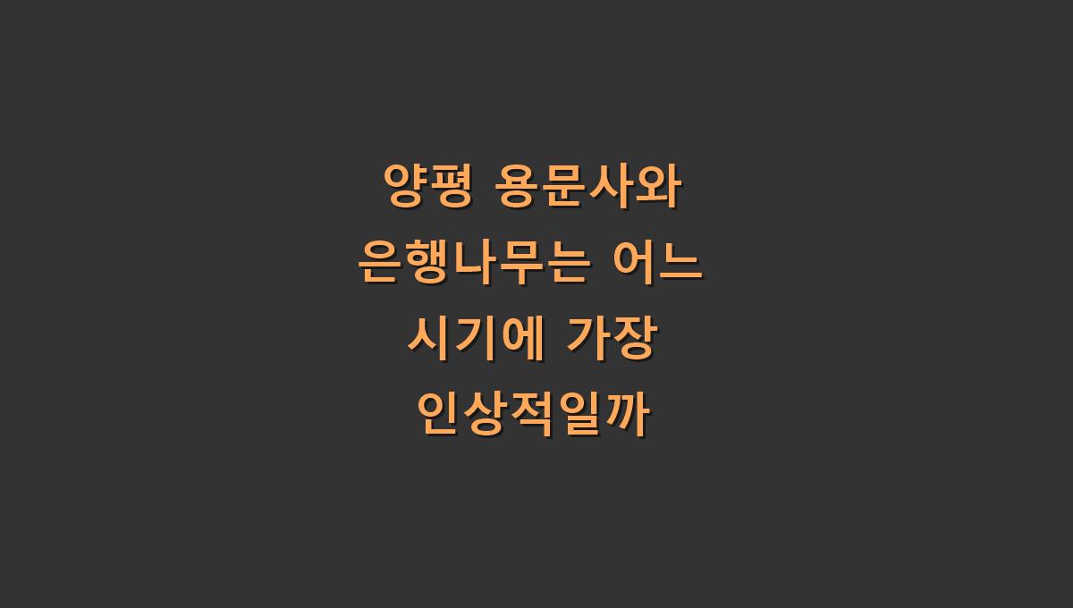 양평 용문사와 은행나무는 어느 시기에 가장 인상적일까
