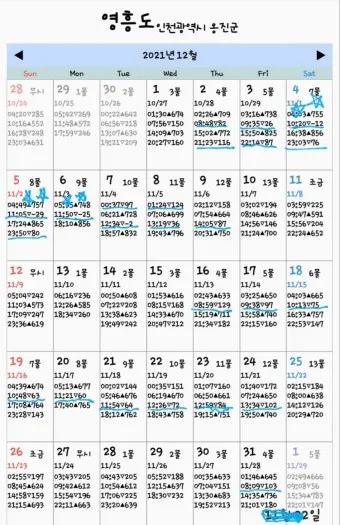 물때표 물때 시간표 낚시터 낚시 서해 남해 인천 통영 물때_14
