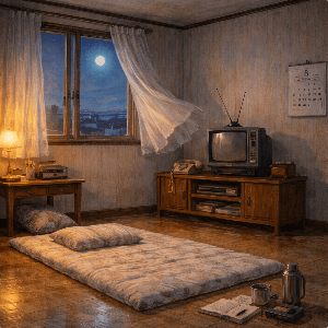 선풍기 없이 여름밤을 보내던 예전 주택의 잠자리 모습