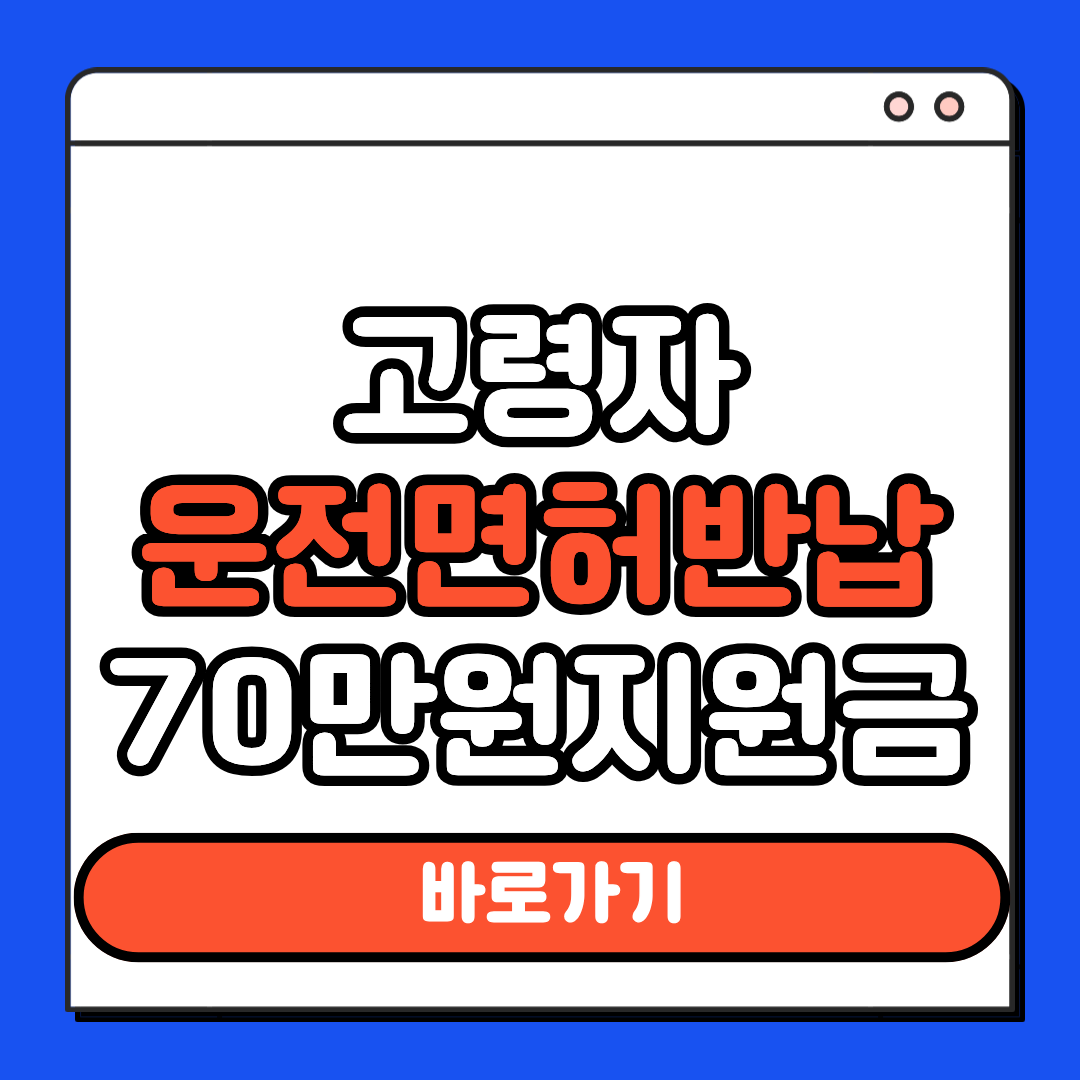 고령자 운전면허반납 70만원지원금
