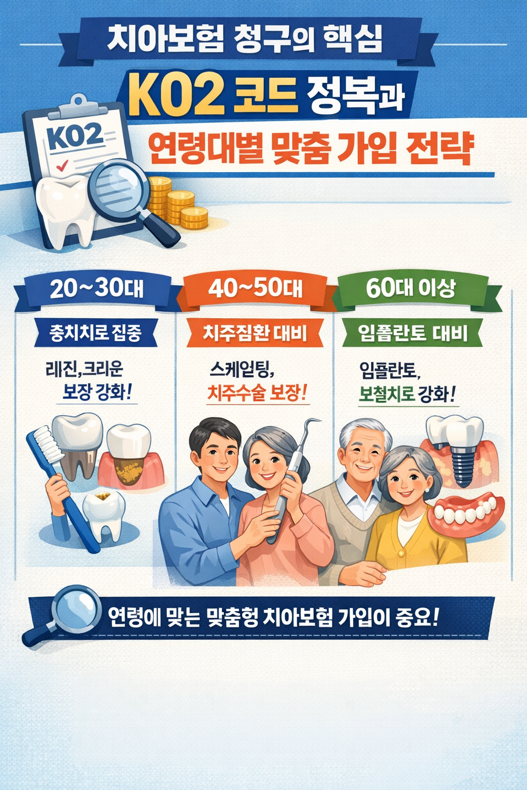 치아보험 청구의 핵심, K02 코드 정복과 연령대별 맞춤 가입 전략