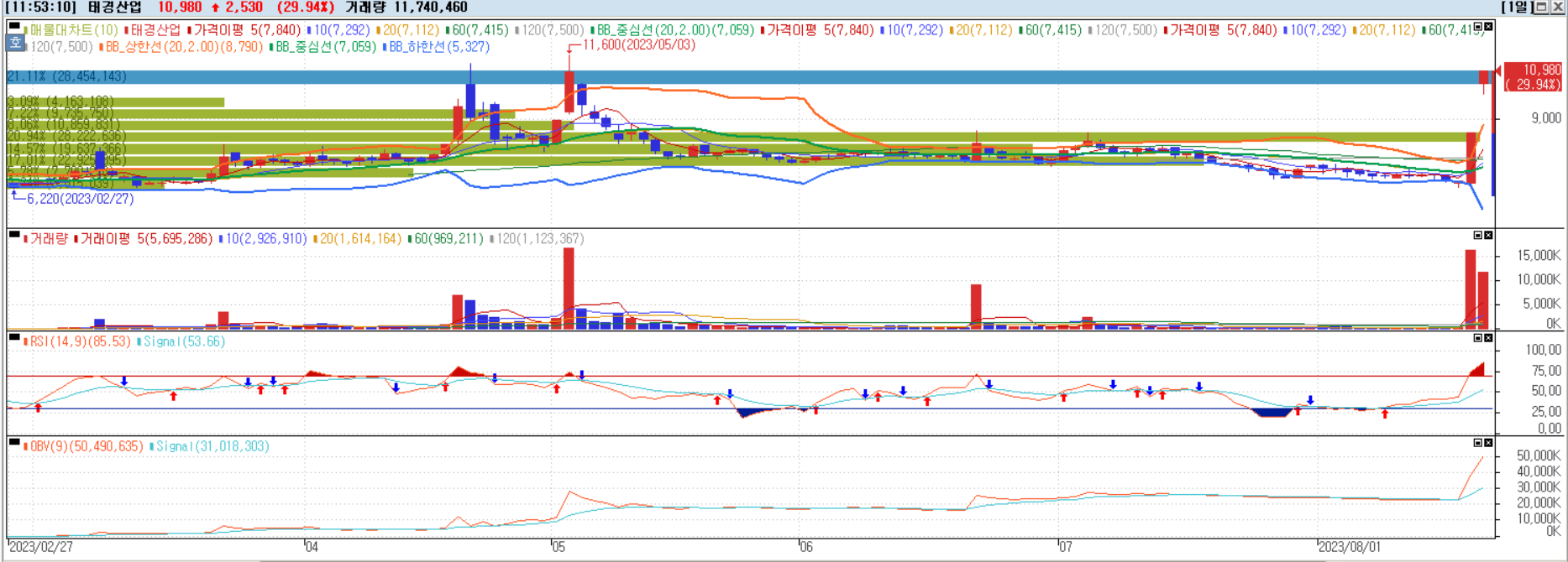 태경산업 일별챠트