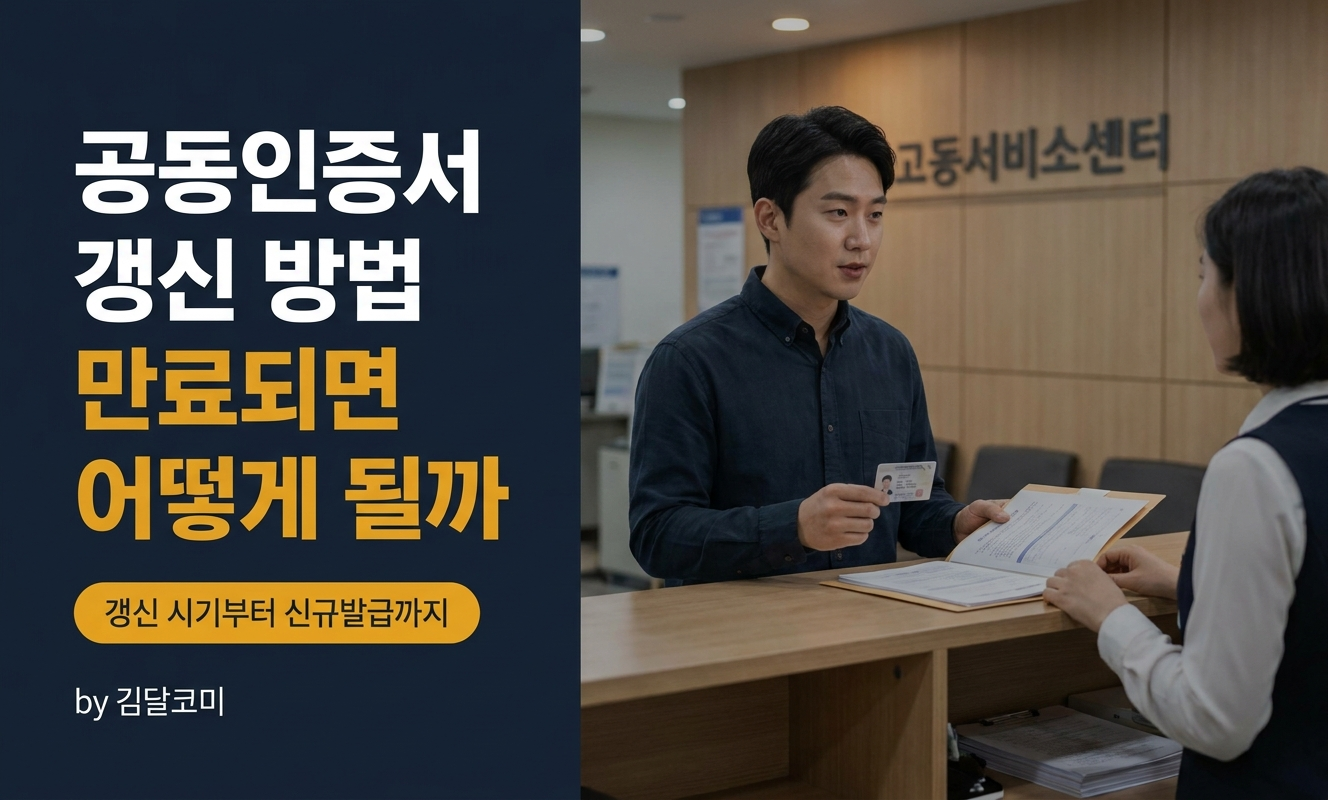주민센터 창구에서 서류를 확인하는 직장인