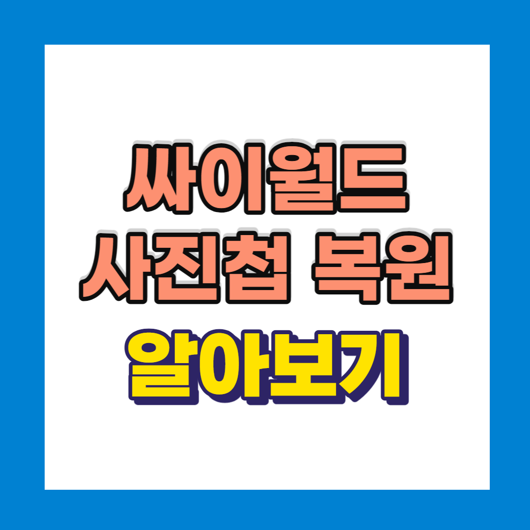 싸이월드 사진첩 복원 방법