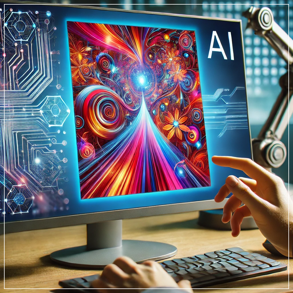 AI 프로그램이 디지털 아트를 실시간으로 제작하는 장면을 담은 이미지