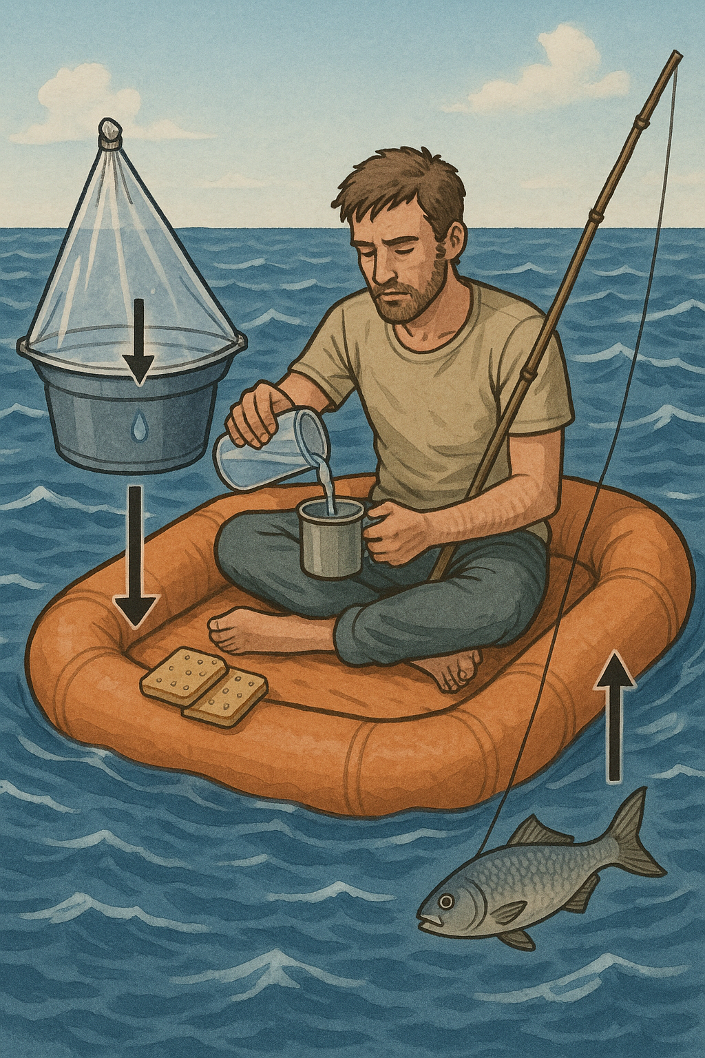 바다 위 표류 시 식수·식량 확보 방법