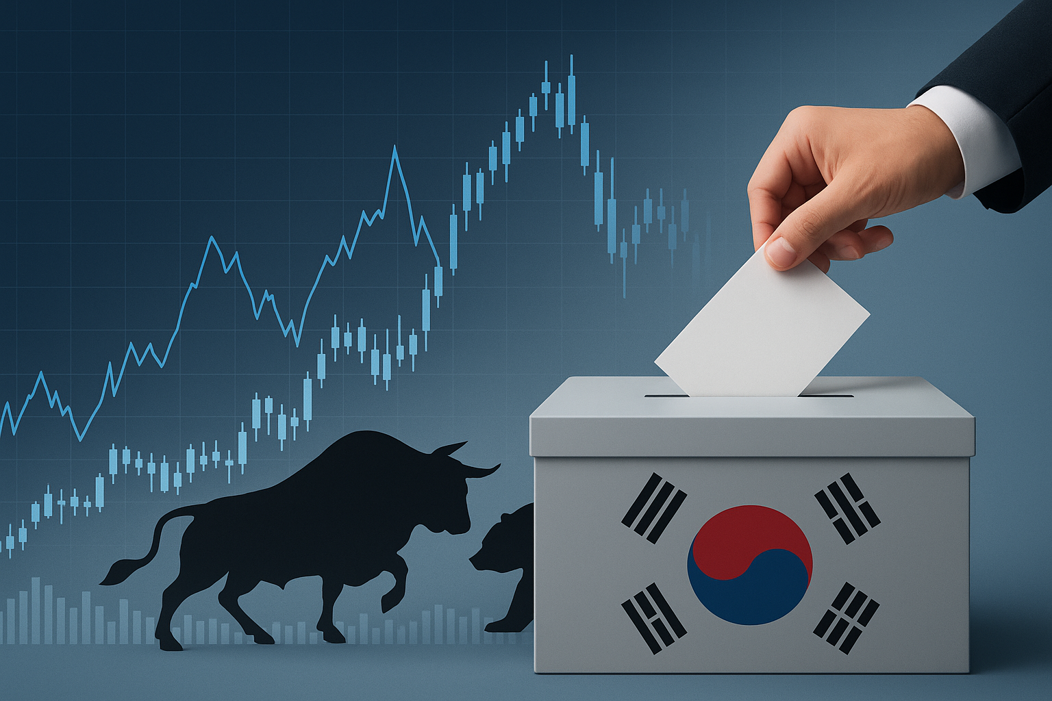 대선과 주식이 관련성이 있어 보이는 이미지